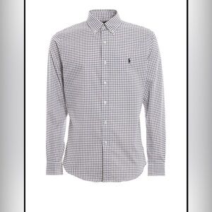 Polo Ralph Lauren Boys 116 Button Down Shirt Blue White Navy Plaid Check‎